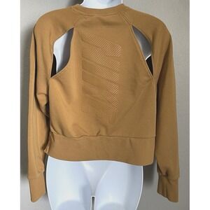 Nike Versa Slash Dri Fit Sweatshirt Womens XS Yellow Long Sleeve Cropped Sweater